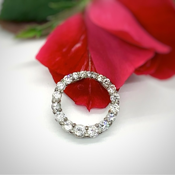 Eternal Circle CZ Sterling Silver Pendant - Picture 4 of 10